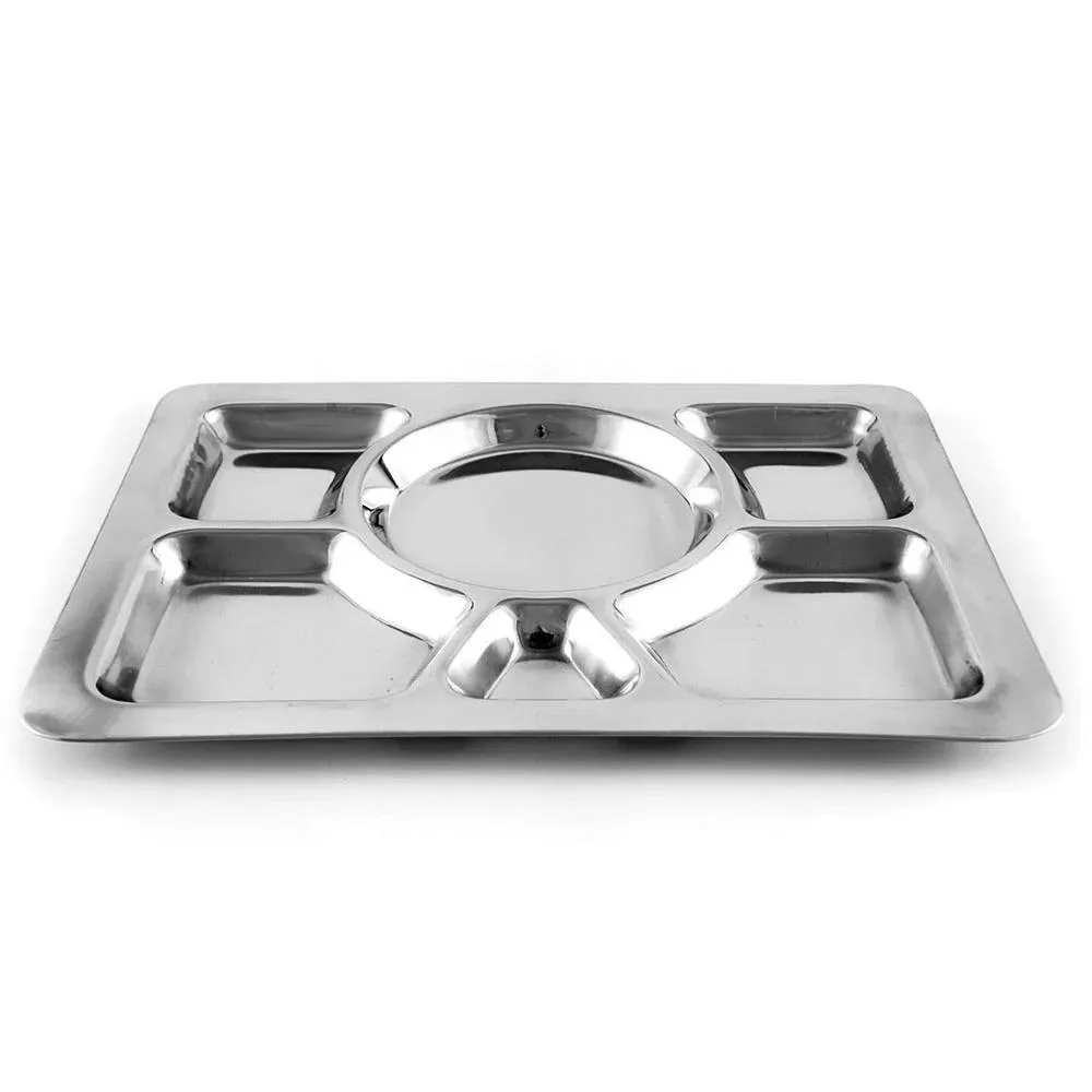 Bandeja 6 divisórias em aço inox