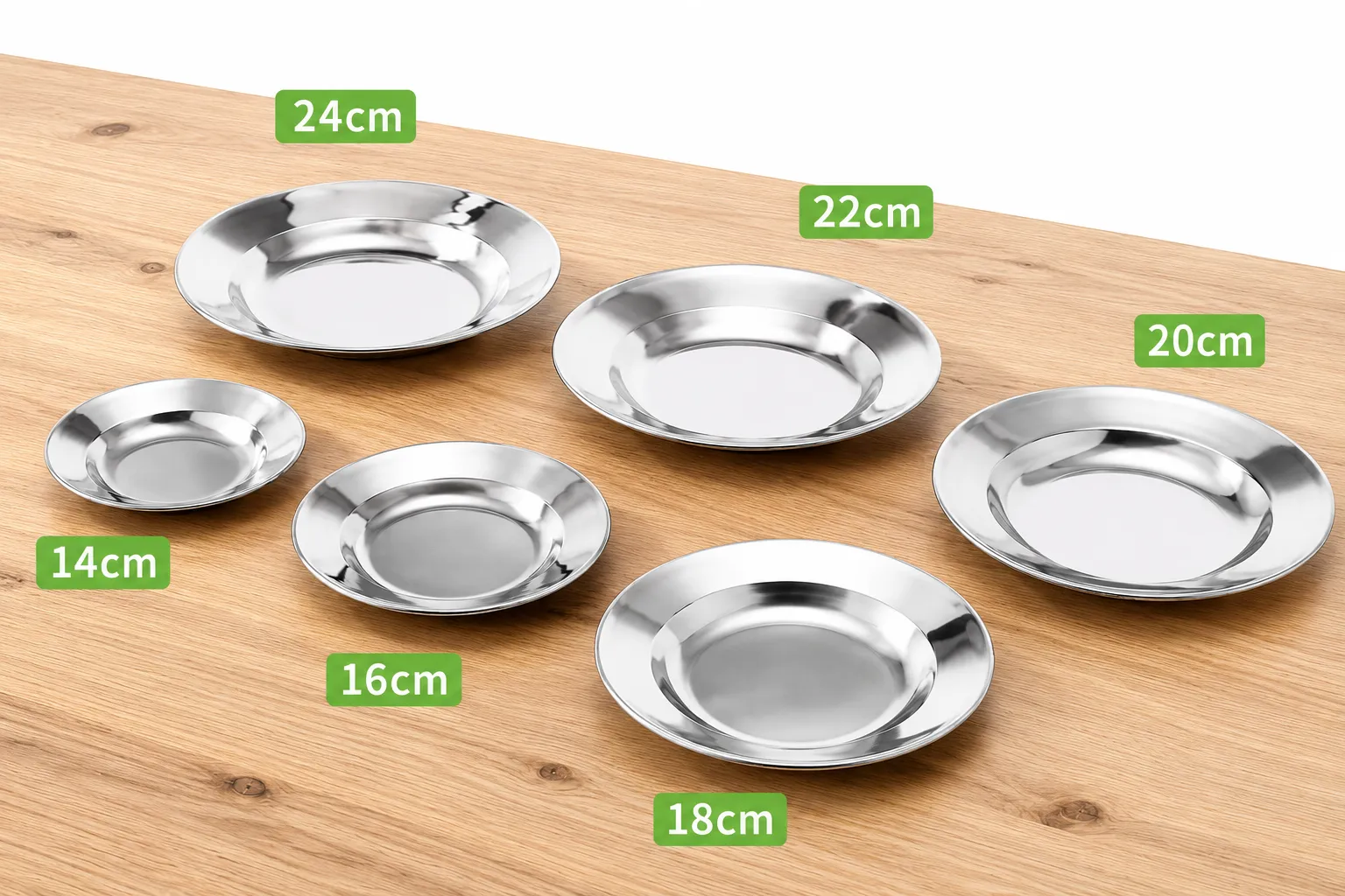Conjunto de pratos em aço inoxidável
